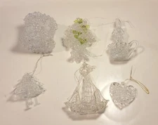 Vintage Hand Spun Glass Assorted Christmas Tree Ornament Lot of 6