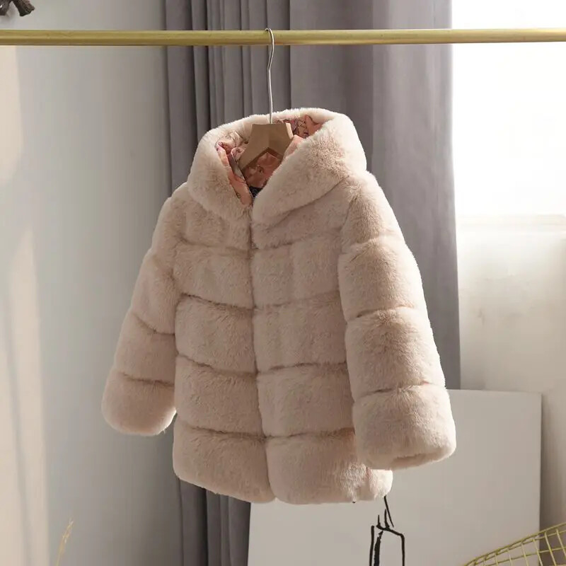 2-10 Years Kid Girls Faux Fur Coat Autumn Winter Children's Cotton-Padded  Jacket