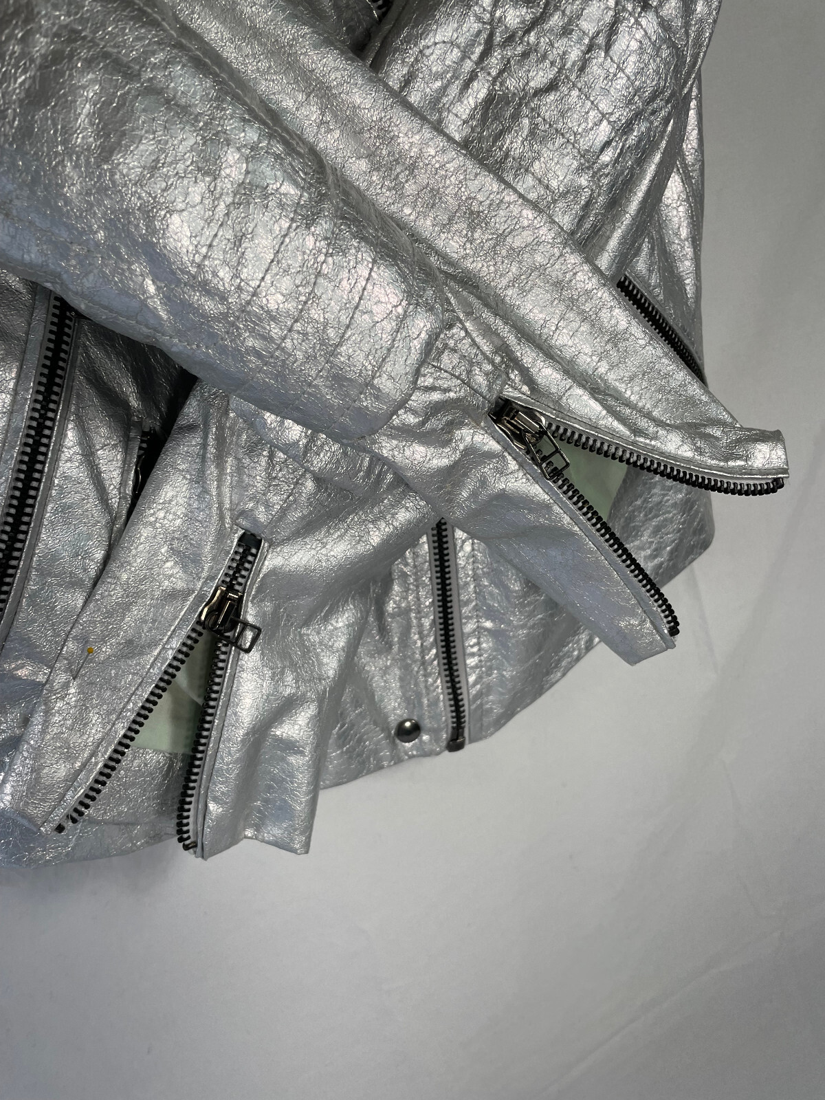 Zara basic bomber jacket metalic silver size  S - image 11