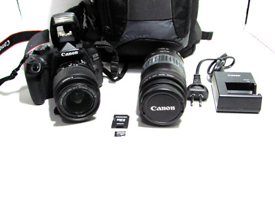 Canon 1300D DSLR Camera EFS 18-55 +90-300 Lens 32gb SD Card Bag Tested & Working