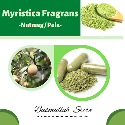 CAPSULES Nutmeg Pala Myristica Fragrans Organic WildCrafted Fresh Natural Herbs