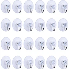 24 Pcs Bathroom Kitchen Suction Cups Wall Hook Hanger for Robes Towels Clothes