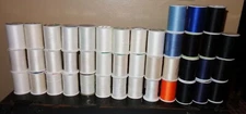 MIXED LOT 42 BIG SPOOLS SEWING THREAD COATS DUAL DUTY WHITE BLUE BLACK ORANGE