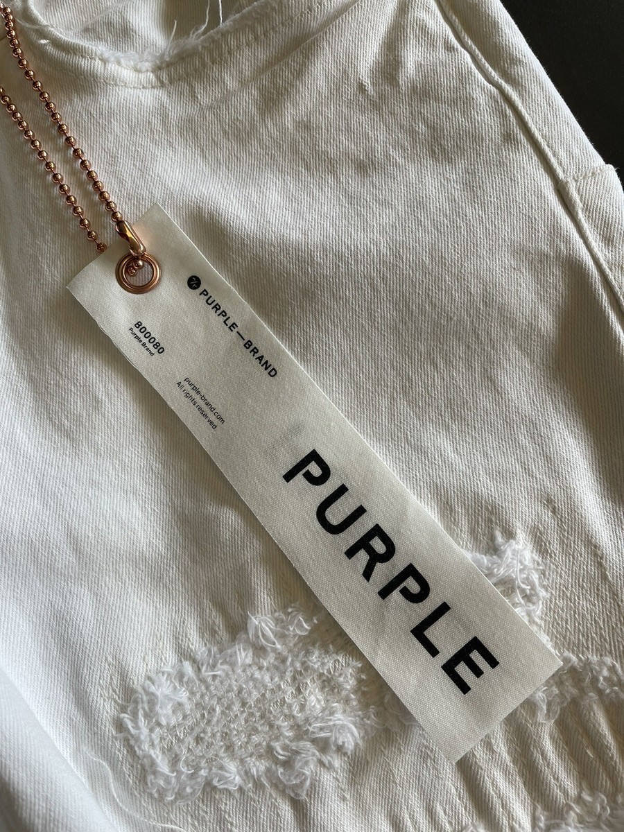 Purple Brand P001 Four Pocket Jeans, White Denim Destroyed FPWH222