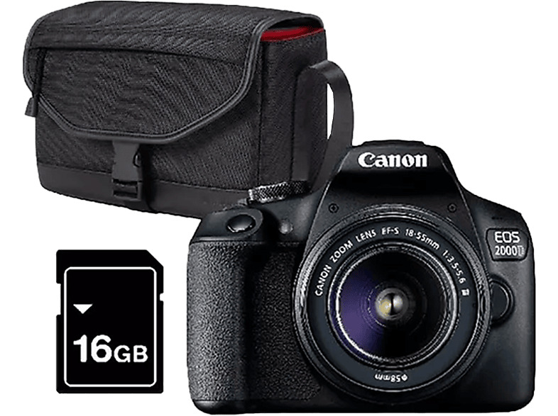 Cámara réflex - Canon EOS 2000D, 24.1MP, FHD NO TAPA Objetivo 18-55mm...