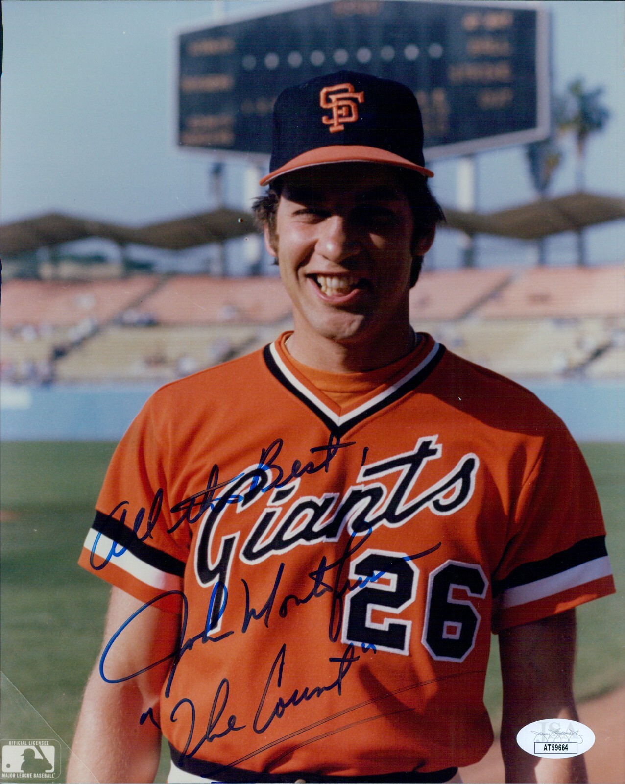 John Montefusco Autographed Signed San Francisco Giants 8x10 Glossy Photo JSA Authenticated 