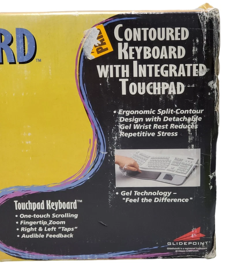 Vintage Fellowes Ergonomic Contoured Keyboard W/ Int TouchPad PS/2 Port NIB NOS - Image 2 of 4