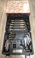 Disen Double Flex Metric Ratcheting Combination Wrench Set 8-19MM w/ Case