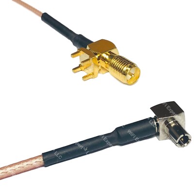 RG178 RP-SMA Female PCB Tall to TS9 ANGLE MALE Coax RF Cable USA-Ship