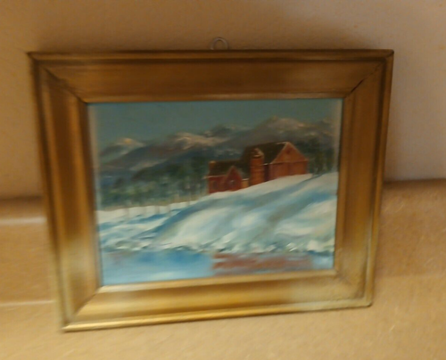 PINTURA DE PAISAJE ORIGINAL AL ÓLEO A BORDO CASA CON VISTA A LA MONTAÑA DE LESLIE - Imagen 21 de 23