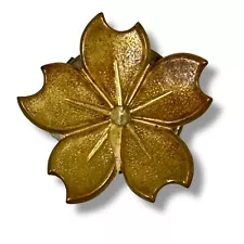 c.1950s Japanese Brass Cherry Blossom Hana-Buton Kimono Button Covers Lot of 5