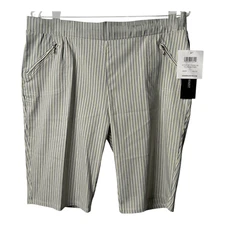 89th Madison Yellow/Green Stripe Elastic Waist Short Size Large NWT