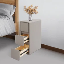 Nightstand, Bedside Table with Drawers,?Small Narrow Nightstand  Deep Gray