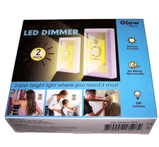 NEW Gabba Goods GLOW 2 Pack White Wall Plate LED Dimmer Anywhere Light Switches
