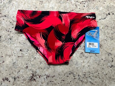 Vintage Dolfin Diving Swim Brief Men’s Red Black 36 Bikini Trunks Racer  Lycra