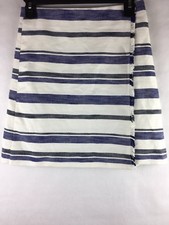 New With Tags 59 LOFT Women's Size 00 Skirt Wrap Front Striped Blue White ALine