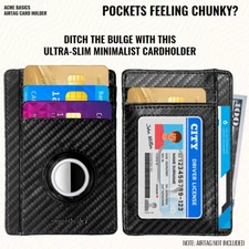 Rfid Blocking Leather, Slim Card Holder, Protective Wallet Case For Apple Airtag