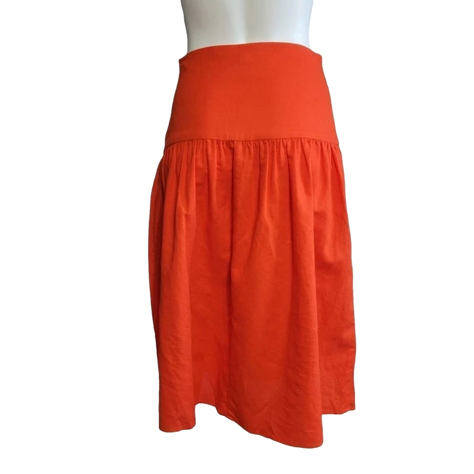 Falda midi Corey Lynn Calter 100% lino rojo amapola S Foto 2 de 4