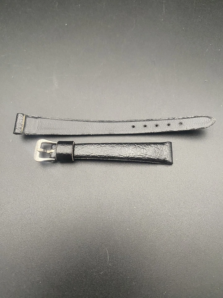 Bracelet de Montre Femme Tissot Cuir Noir 11mm Vintage - Photo 3/4