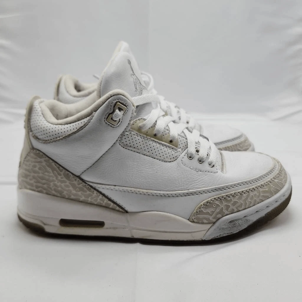 Nike Air Jordan Uomo Pelle 3 Retro 2018 Scarpe Sneakers Triple Bianco Taglia 7 5