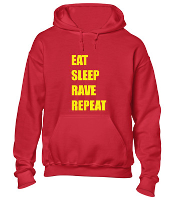 EAT SLEEP RAVE REPEAT KAPUZENPULLOVER ACID HOUSE MUSIK TECHNO TANZ 90ER KLASSISCH