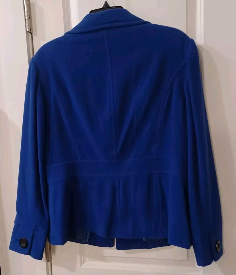 Blazer azul vintage East 5th para mujer talla L forrado hombreras 2 bolsillos laterales Foto 3 de 4