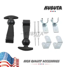 (Pack of 2) Hood Hold Down Latch Kit with Steel Mount & Rubber Easy Grip Handle