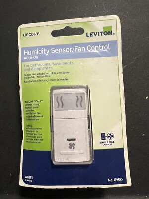LEVITON Decora HUMIDITY SENSOR/FAN CONTROL Auto-On R02-IPHS5-LW Single Pole