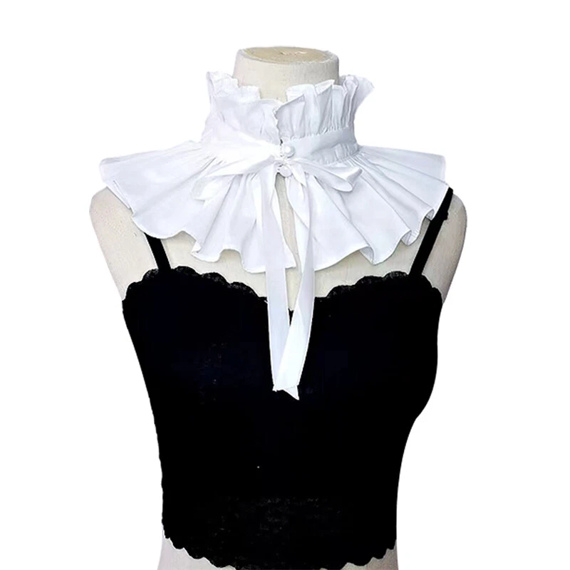Elegante Blusa Cuello Victoriano con Volantes Dulces Niñas Cuello Solapa Mantón Solapa Foto 4 de 4