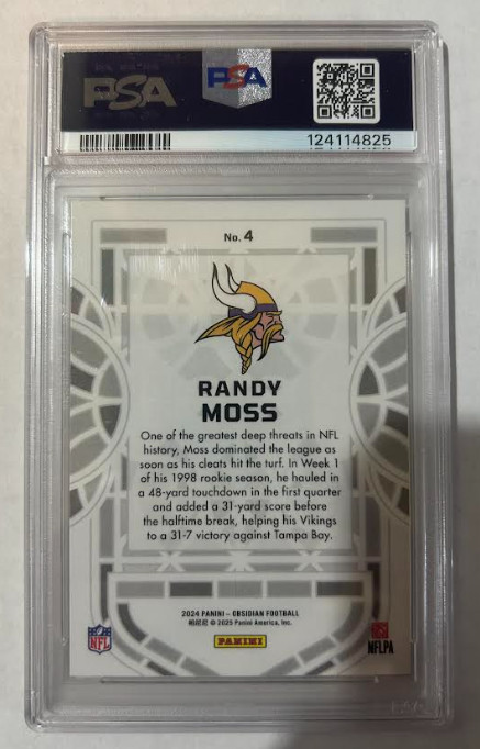 2024 Panini Obsidian Randy Moss Black Stained Glass #4 Vikings PSA 10 GEM MINT view 2