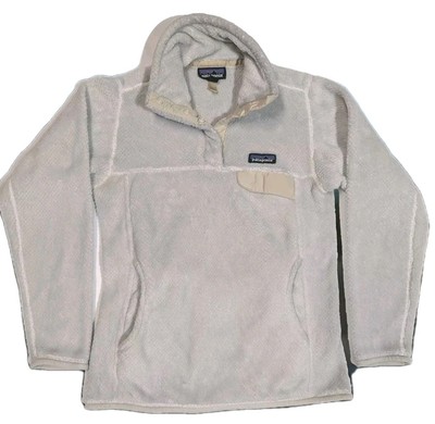 Patagonia High Loft Fleece Sweater  XS Snap Pullover Polartec White Ivory 