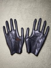 Short Black Latex Gloves Minimalist Fetish Goth Club Wear, 2 Pair, Size 7.5-8