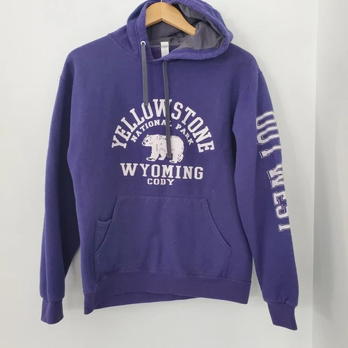 UNDERCOVER Felpa donna MED viola con cappuccio Yellowstone Nat'l Park Wyoming grafica tasche attiva