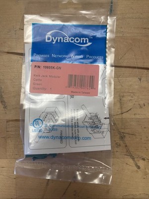 Dynacom 10605K-GN Cat5e Keystone Jack Green - Use with Kwik Jack Tool or 110