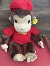 Vintage Toy Network Curious George Monkey Plush Toy Red Hat Shirt Large 26 NWT