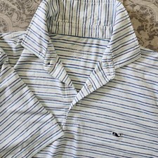 Vineyard Vines Sankaty Performance Golf Polo Striped On The Go Shirt Sz.Medium