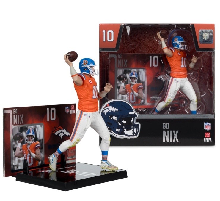 Mcfarlane Bo Nix Denver Broncos Throw Back Uniform NFL 7" Posed Figure