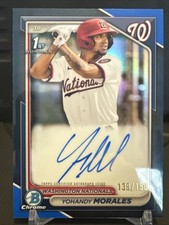 2024 Bowman Chrome Yohandy Morales Blue Lunar Crater Refractor 1st Auto /150