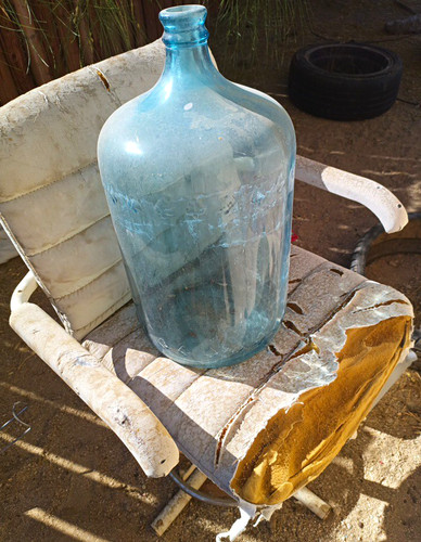 Large Blue Transparent Glass Jug Demijohn Decorative Bottle, 1 Pack
