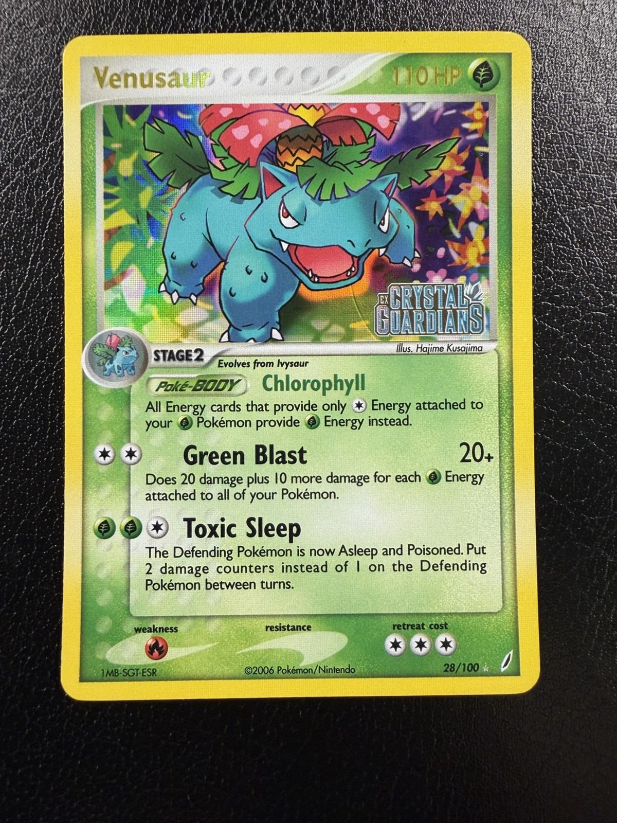 Pokemon Card - Venusaur Crystal Guardians 28/100 Rare Reverse Holo Stamped MP