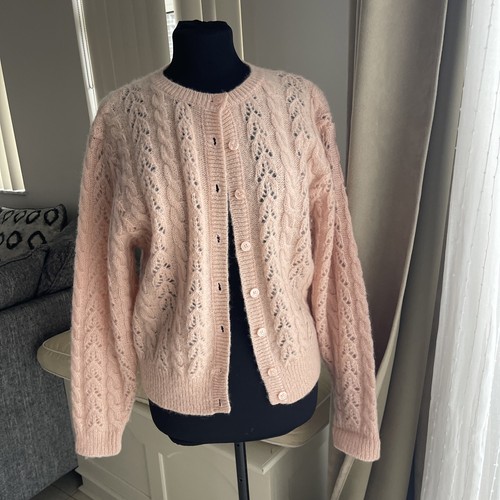 Vintage Hingham Square 70% Mohair Soft Peach Cardigan Size S - Image 1