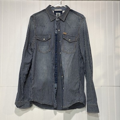 PME LEGEND Western Selvedge Denim Shirt Men Size large  Long Sleeve Snap VR2002