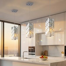 3pcs Crystal Pendant Light Kitchen Island Chrome Chandelier Ceiling Lamp Fixture