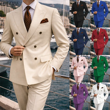 Business Men's 2Pcs Suits Double Breasted Wedding Groomsman Jacket Formal Dinner