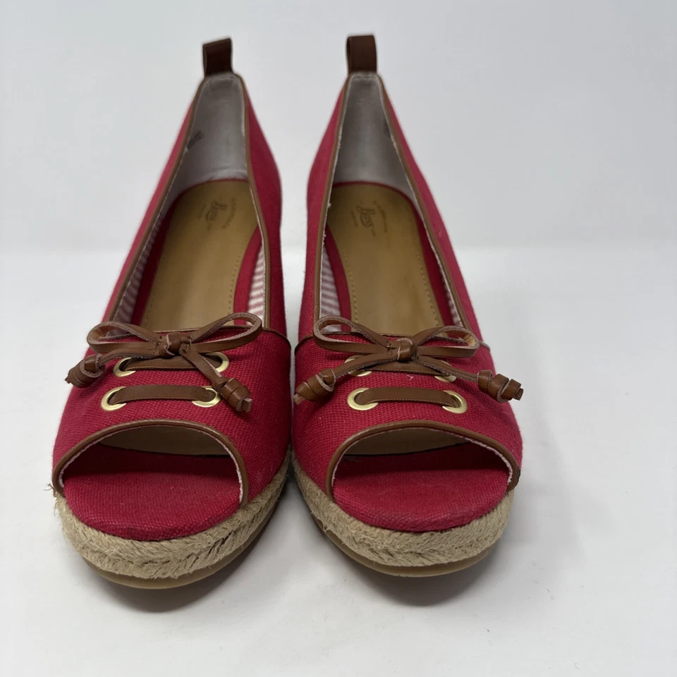 NUEVO G.H. Zapatos de cuña alpargata de lona roja Bass Annie talla 10 M Foto 4 de 4