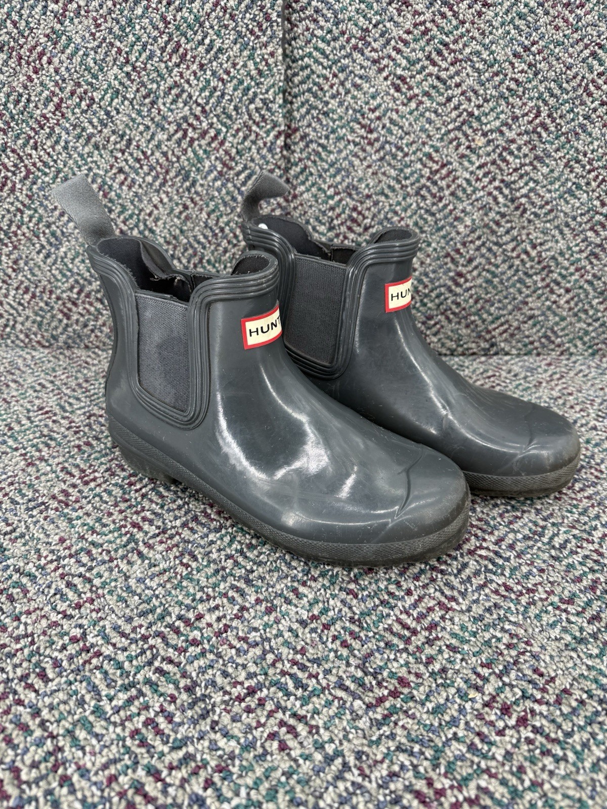 Hunter Original Gloss Chelsea Rain Boots for Women in Gray Size 6