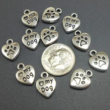 8pcs Love My Dog Heart Charms, jewelry making supplies