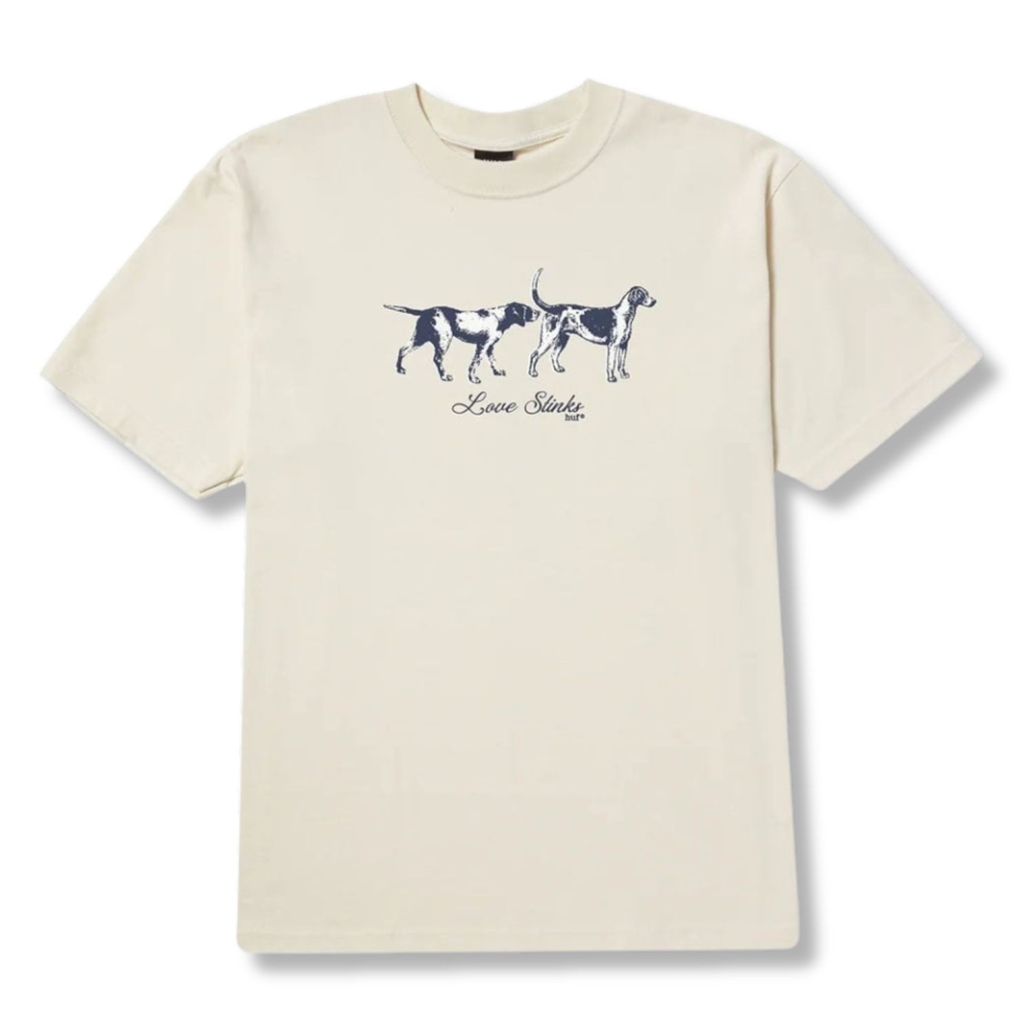 Футболка с надписью HUF Love Stinks Herren, изготовленная из кремового масла для тела.