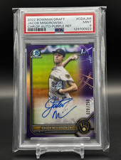 Jacob Misiorowski 2022 Bowman Chrome 1st Draft Auto Purple Refractor /250 PSA 9