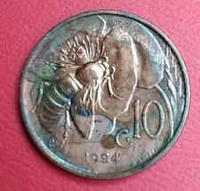 Italia 10 Centesimi 1924 Vittorio Emanuele III  Krause n. KM # 60 rame
